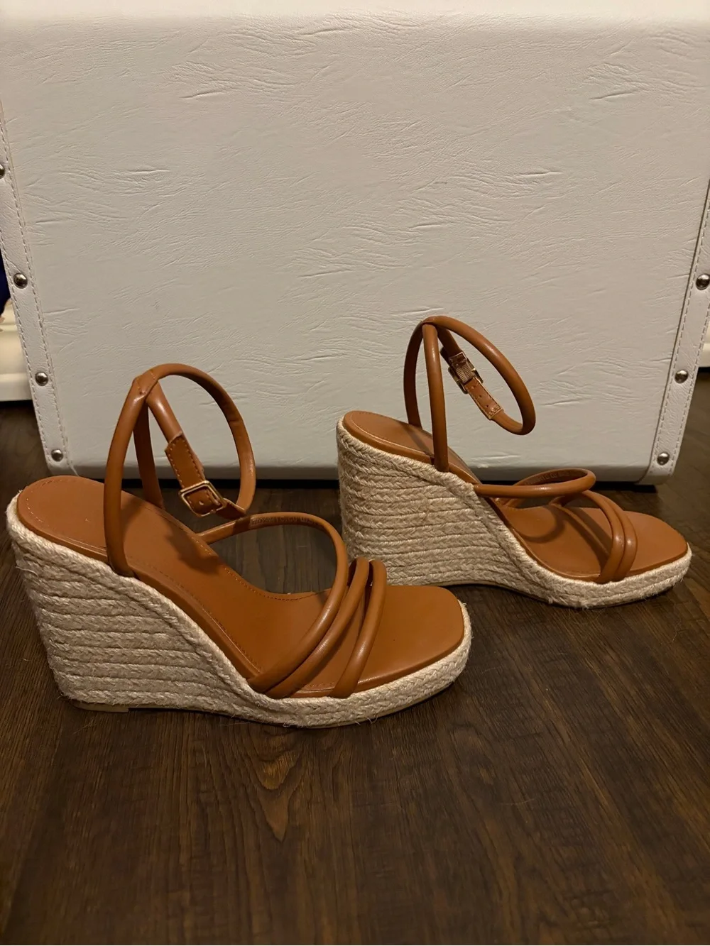MNG Tan Wedge Sandals w/ ankle strap Sz 37